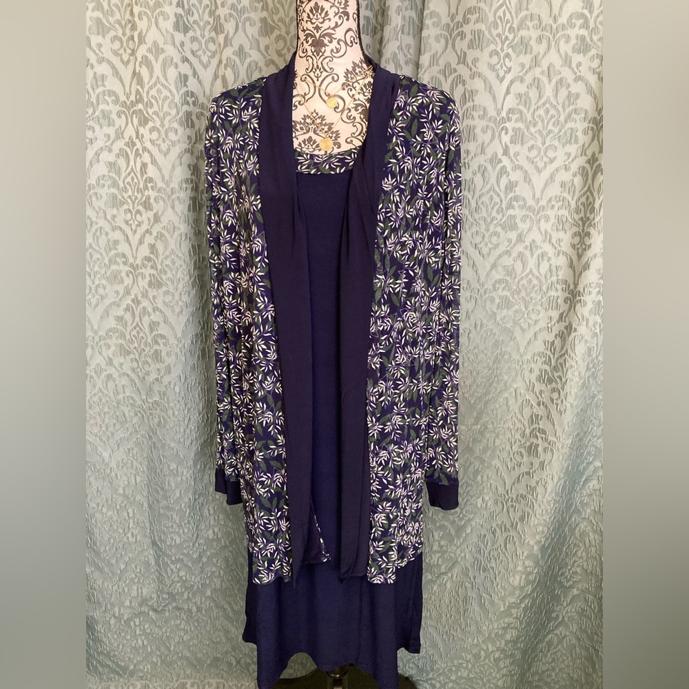 NY Collection | NWT Women’s 2 Piece Set Floral Sheer Cardigan & Dress - Picture 3 of 8